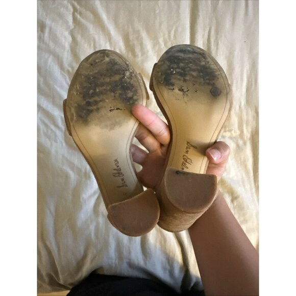 Sam Edelman Yaro Womens 6 M 36 Nude Beige Suede Ankle Strap Heeled Sandals Shoes - Picture 6 of 7